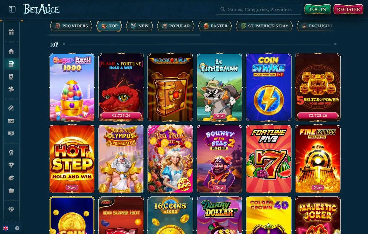 Willkommensbonus bei BetAlice Casino mit 100 % bis 500 Euro und 200 Freispielen