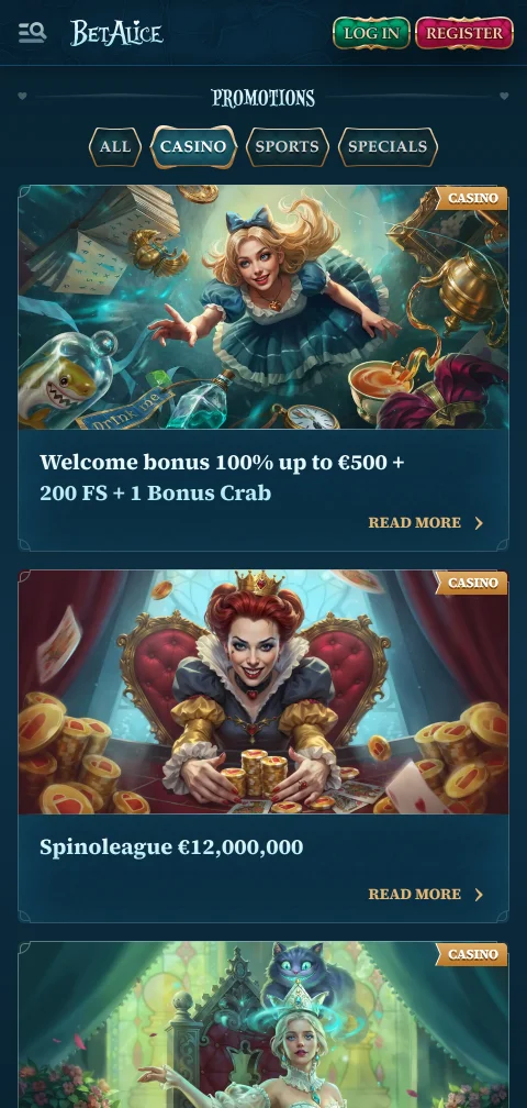 Mobile Kassa von BetAlice Casino mit Visa, paysafecard, Skrill und Kryptowährungen