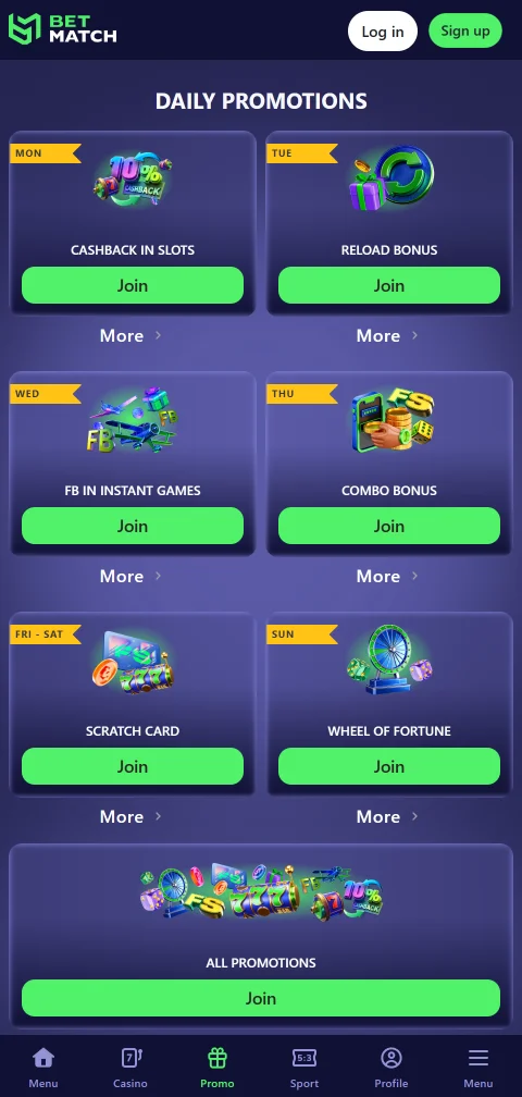 Zahlungsbereich von Betmatch Casino mit Visa, Apple Pay, Bitcoin und USDT
