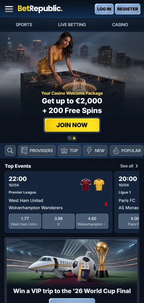 BetRepublic Casino im mobilen Browser ohne native App für iOS oder Android
