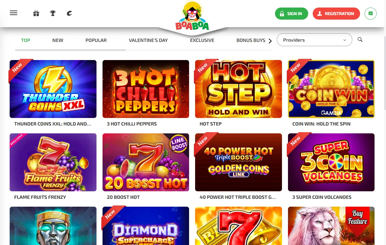 Aktionsübersicht von BoaBoa Casino mit Cashback, Wochenend-Reload und Turnieren