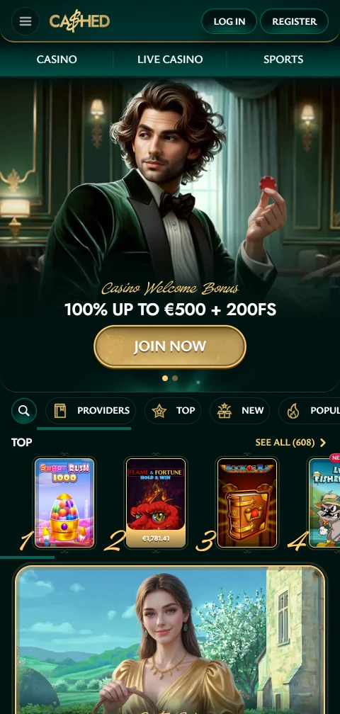 Cashed Casino im mobilen Browser ohne native App für iOS und Android