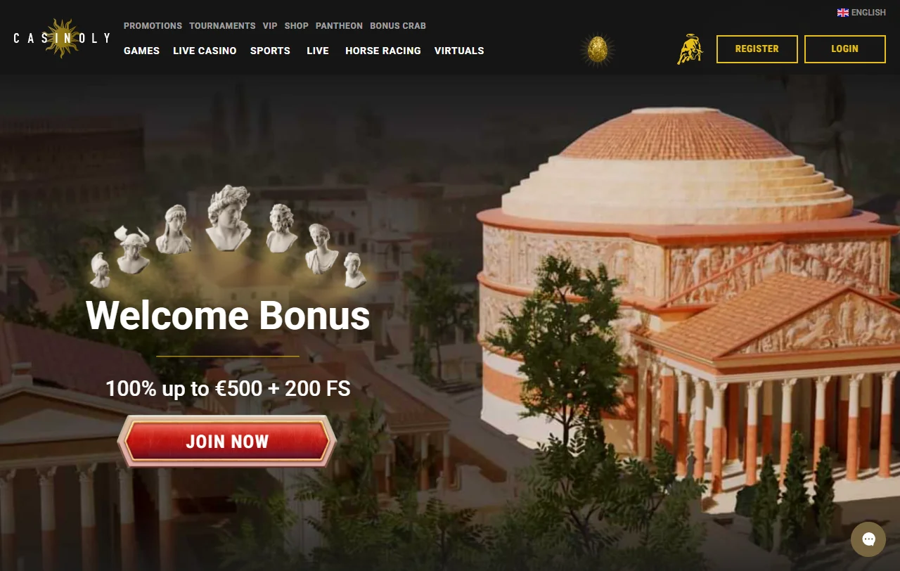 Casinoly Casino Startseite mit österreichischer Sprachversion und Euro-Kasse im Überblick