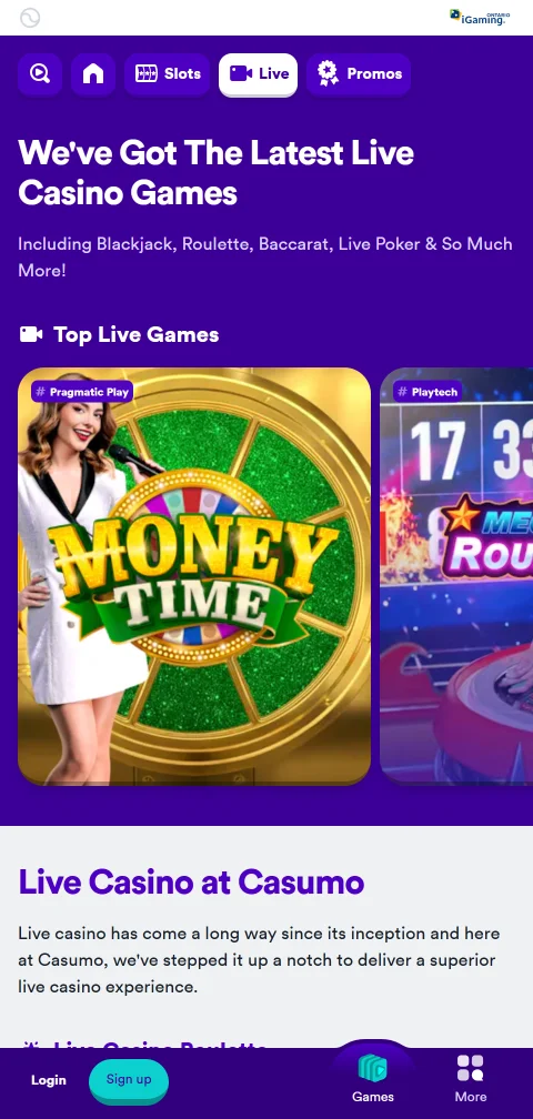 Kassa von Casumo Casino am Smartphone mit Einzahlung per Trustly und PayPal