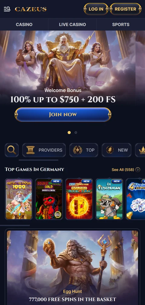 Cazeus Casino im mobilen Browser ohne native App für Android und iOS
