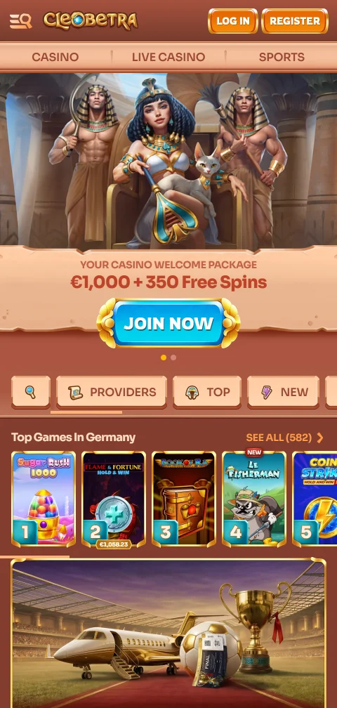 Cleobetra Casino im mobilen Browser mit Live-Tischen und Spielauswahl am Smartphone