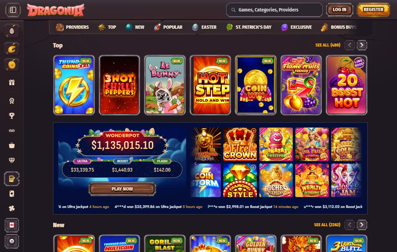 Dragonia Casino Willkommensbonus mit 100 % bis 500 € und Freispielen