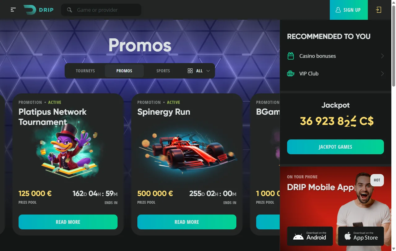 Spielbibliothek von Drip Casino mit Slots von Novomatic, Pragmatic Play und Hacksaw