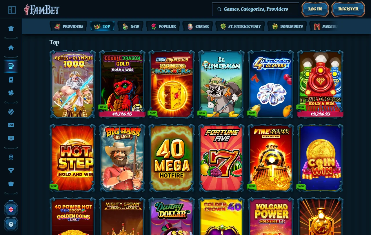 Willkommenspaket von Fambet Casino mit 350 % bis zu 2.500 €