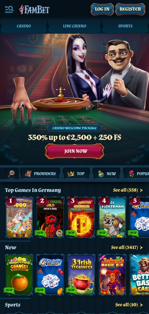 Mobile Browser-Version von Fambet Casino am Smartphone ohne Store-App