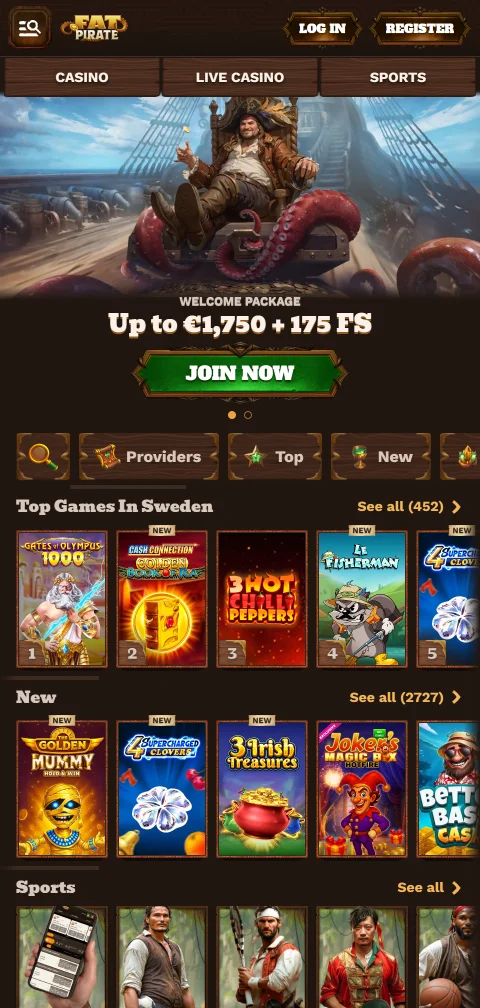 Fat Pirate Casino im mobilen Browser auf iOS und Android