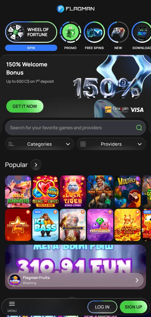Mobile Browser-Version von Flagman Casino auf einem Android-Smartphone