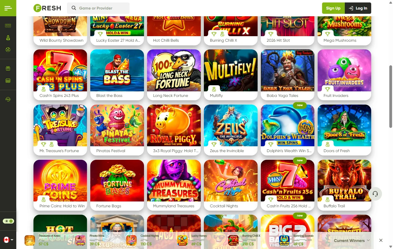 Fresh Casino Willkommensbonus mit 100 % bis 600 Euro und 45x Wagering
