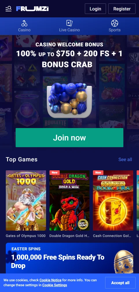 Frumzi Casino mobile Browser-Version am Smartphone ohne eigene App