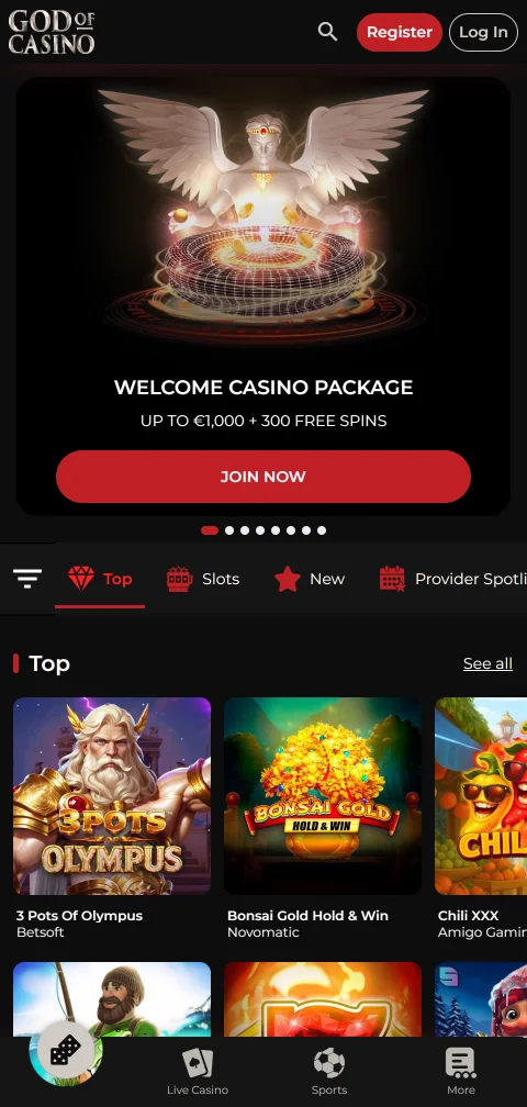 Kassenbereich von God of Casino mit Paysafecard, Skrill, Visa und Kryptowährungen