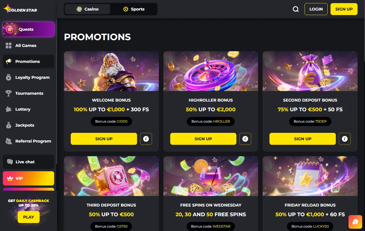 Golden Star Casino im Überblick, betrieben von Novatrix SRL und seit 2012 aktiv