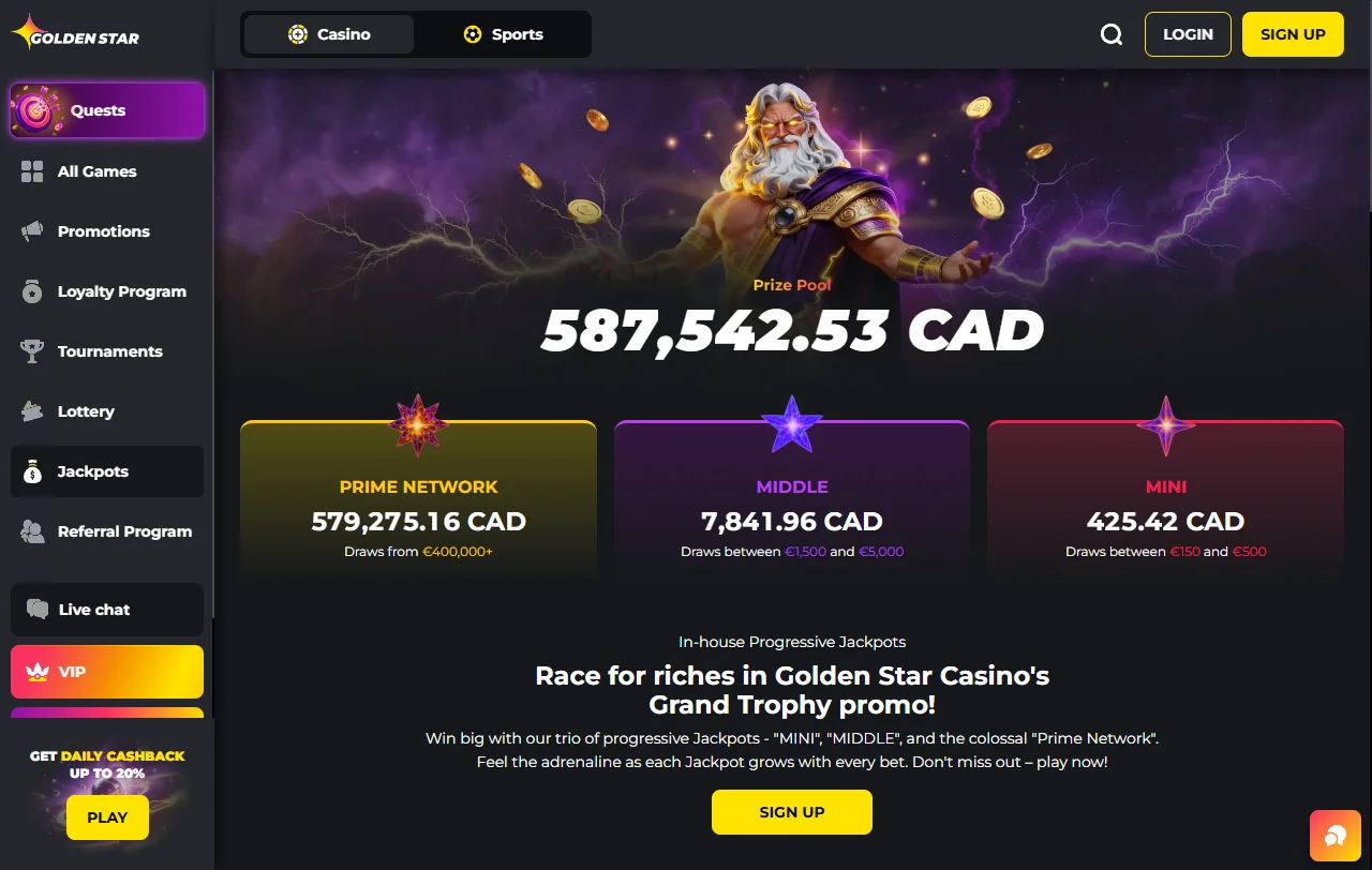 Spielebibliothek von Golden Star Casino mit Slots von NetEnt und Pragmatic Play