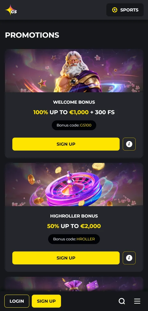 Golden Star Casino in der mobilen Browserversion auf einem Smartphone
