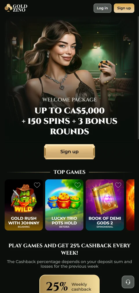 Goldzino mobile Browser-Version mit Live-Casino-Tischen von Evolution am Smartphone