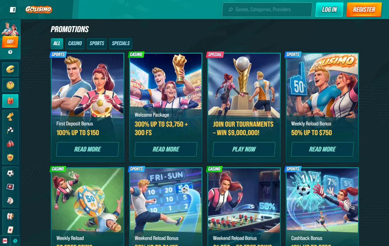 Spielauswahl bei Golisimo Casino mit Slots von Spinomenal, Playtech und Pragmatic Play