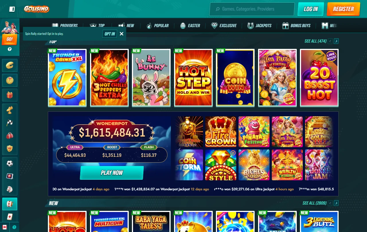 Golisimo Casino Willkommenspaket über vier Einzahlungen samt Wagering und Bonusbedingungen