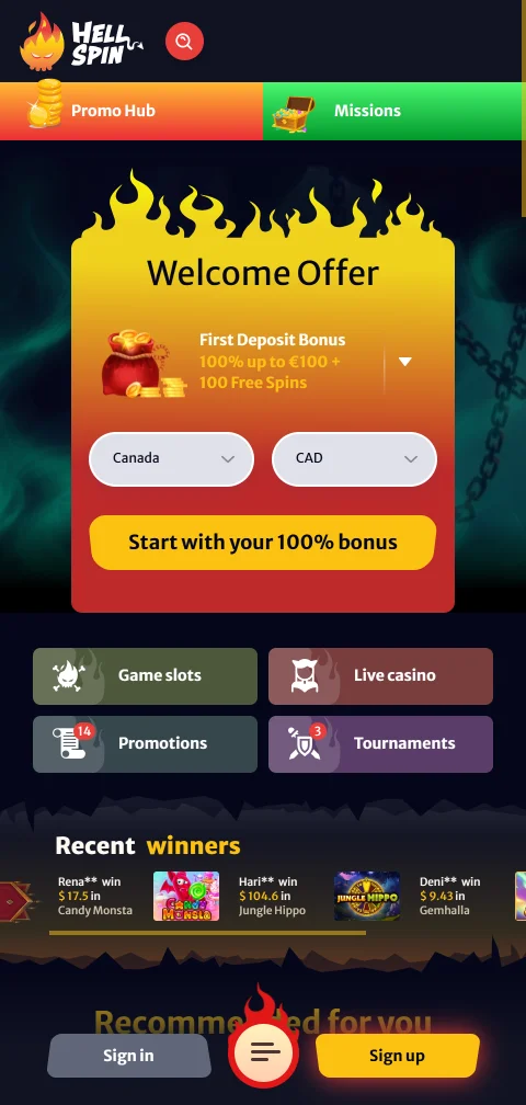 HellSpin Casino mobile Browser-Version mit Spielen und Live-Chat am Smartphone