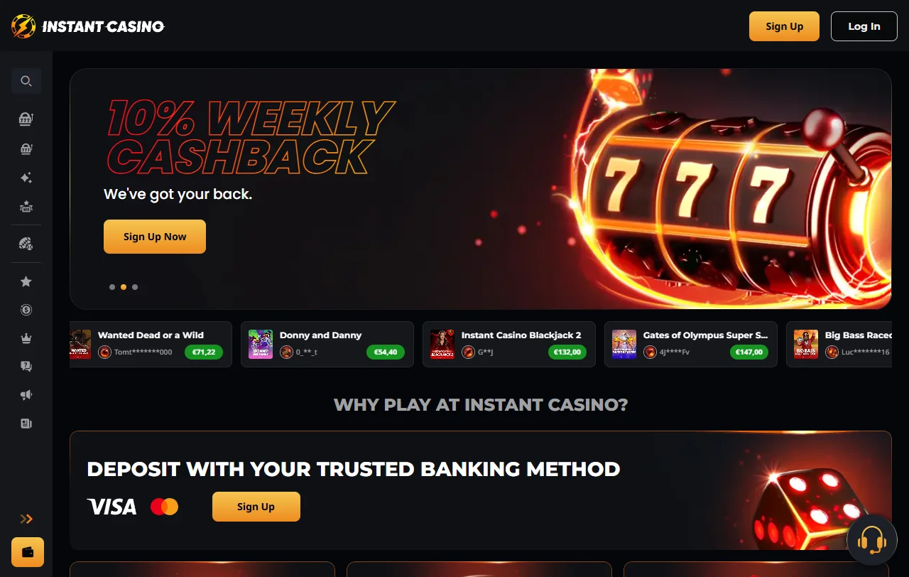 Instant Casino im Überblick für Spieler aus Österreich mit Lobby und Aktionen