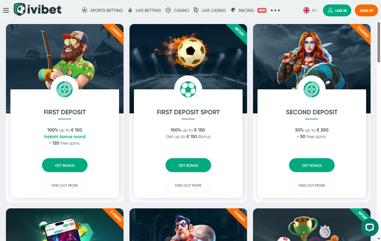 Ivibet Casino Willkommensbonus mit 100 % bis 100 € und 120 Free Spins