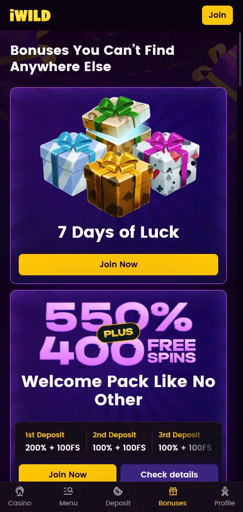 Lizenzangaben von iWild Casino aus Curaçao im Fußbereich der Seite