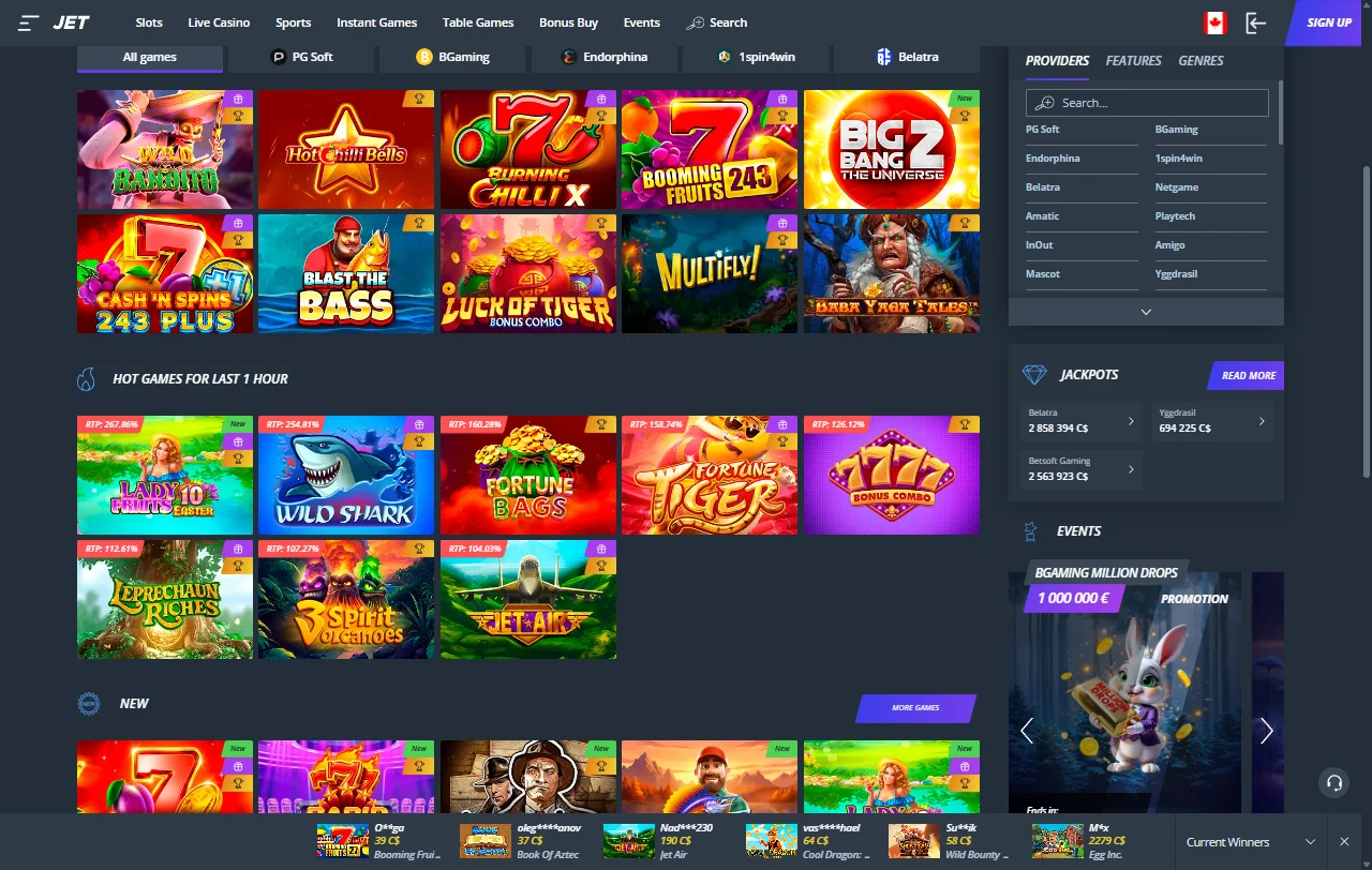 Spielbibliothek von Jet Casino mit Slots von Pragmatic Play, Play