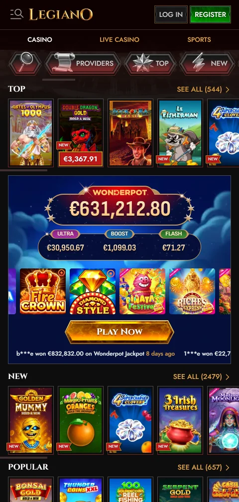 Sicherheitsangaben von Legiano Casino mit Lizenzhinweis und SSL-Verschlüsselung