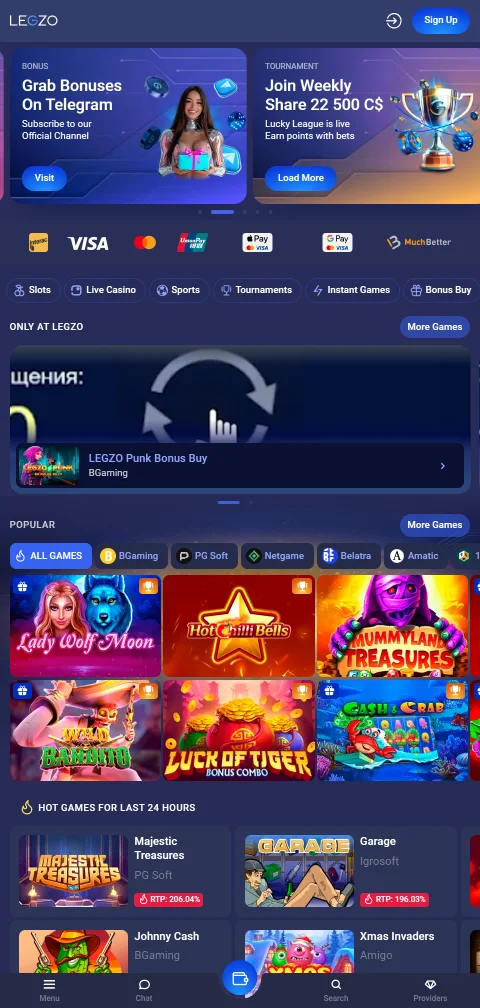 Legzo Casino mobile Browser-Version auf dem Smartphone ohne native App