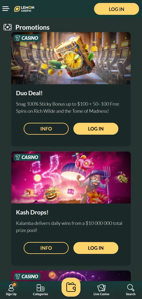 Lizenzangaben und Spielerschutz-Werkzeuge von Lemon Casino auf dem Handy