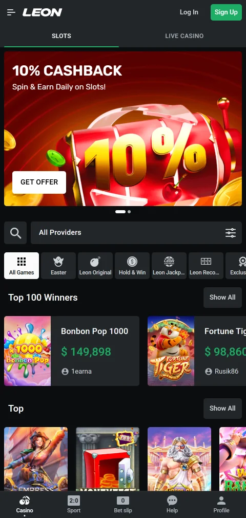 Leon Casino Kassa mit Paysafecard, Trustly, Skrill und Kartenzahlung in Euro