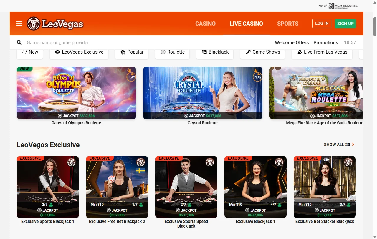 Willkommensbonus von LeoVegas Casino für Spieler in Österreich mit Cash-Freispielen