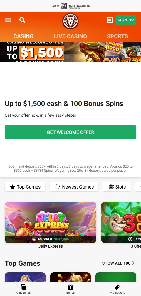 LeoVegas Casino als Web-App am Smartphone mit Lobby und Live-Tischen