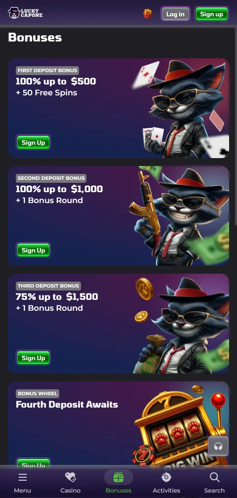 Kassa von LuckyCapone Casino am Smartphone mit Apple Pay, paysafecard und Krypto
