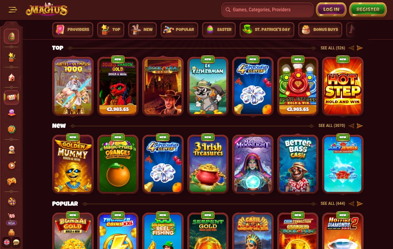 Magius Casino Willkommensbonus mit 100 % bis 500 € und 200 Free Spins