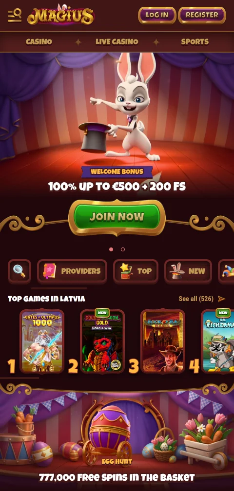 Magius Casino mobile Browser-Version mit Live-Tischen von Evolution am Smartphone