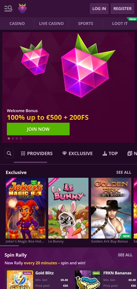 Malina Casino als Web-App im mobilen Browser ohne native App
