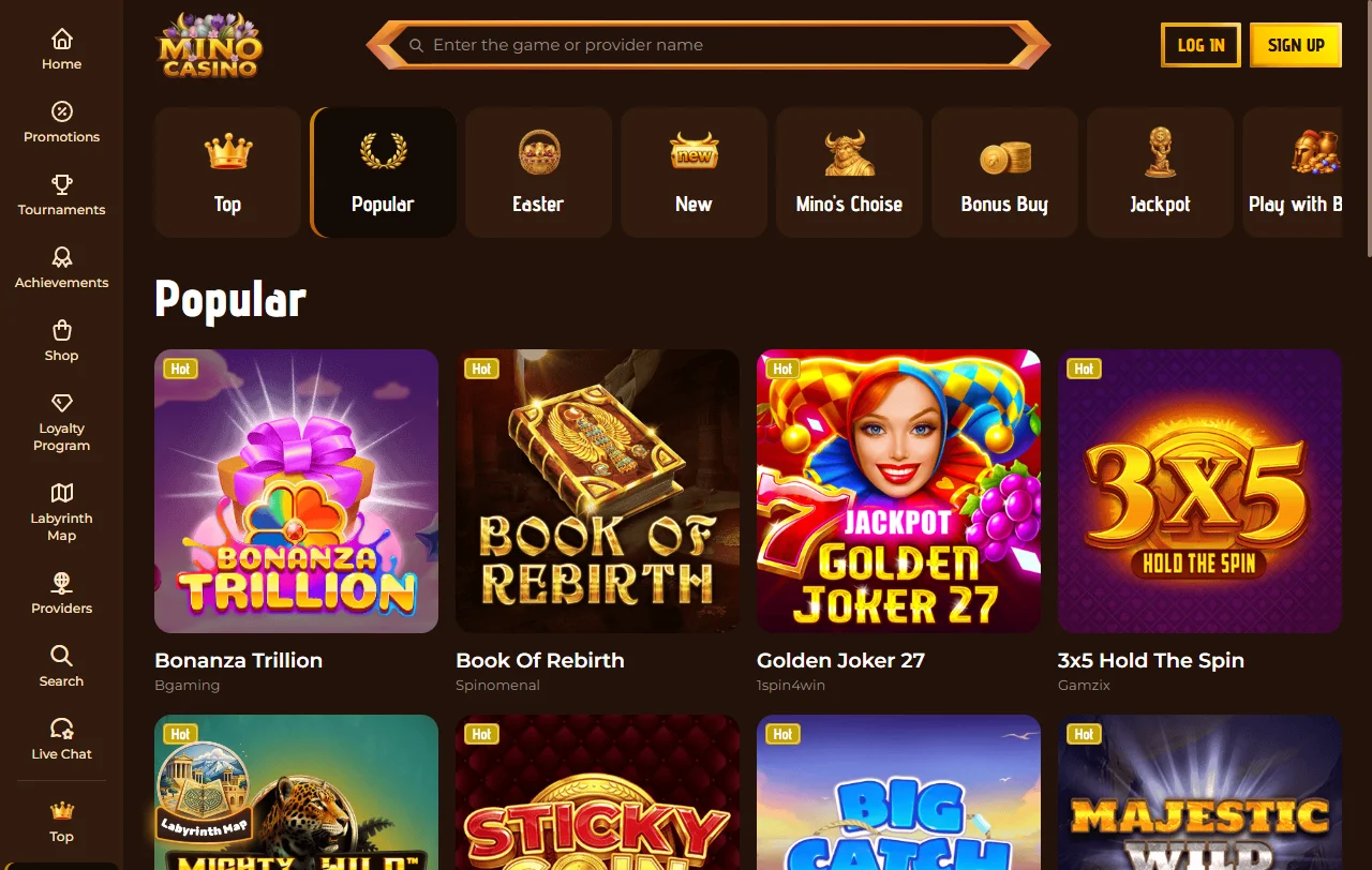 Willkommenspaket von MinoCasino mit 400 Freispielen und Aktionen an festen Wochentagen
