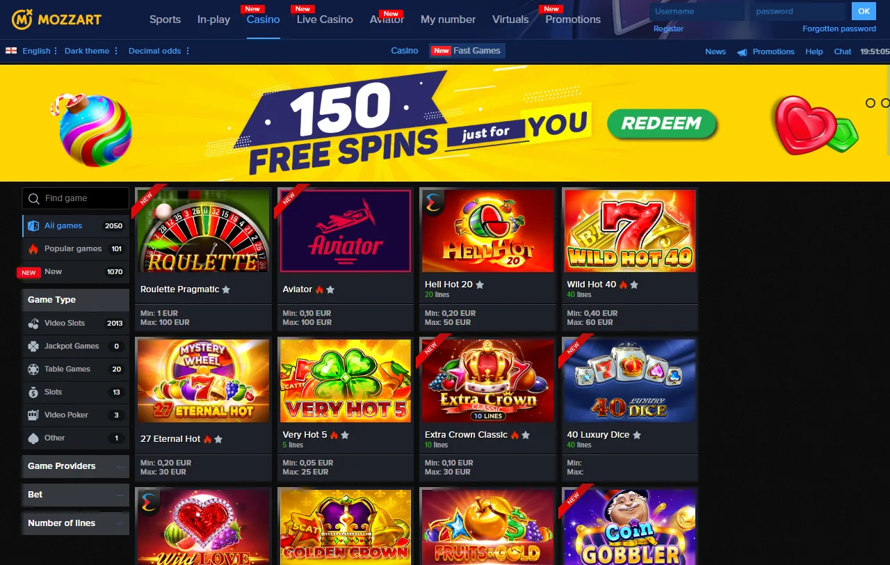 Slots von Pragmatic Play, Amusnet und Greentube im Spielangebot von Mozzart Casino