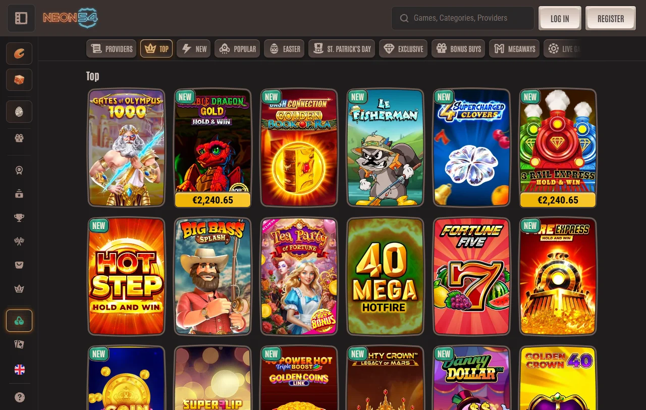 Willkommensbonus von Neon54 Casino mit 100 % bis 500 Euro und Freispielen