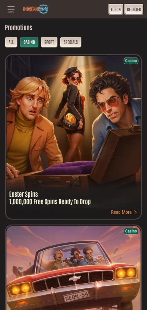 Kassenbereich von Neon54 Casino mit Skrill, Neteller und Kryptowährungen am Handy