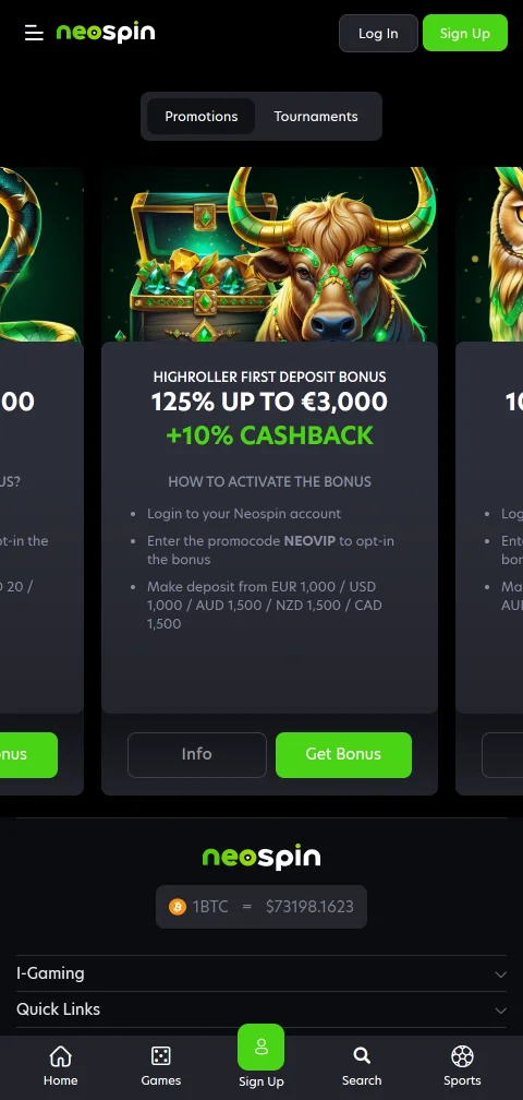 Lizenzangaben von Neospin Casino mit Hinweis auf das Curaçao Gaming Control Board