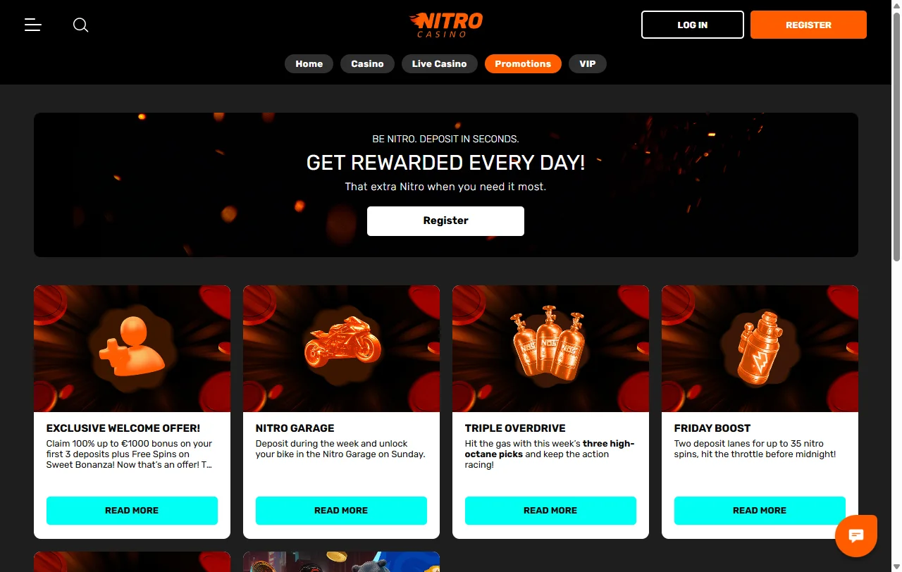 Willkommenspaket von Nitro mit drei Bonusstufen und Freispielen auf Sweet Bonanza