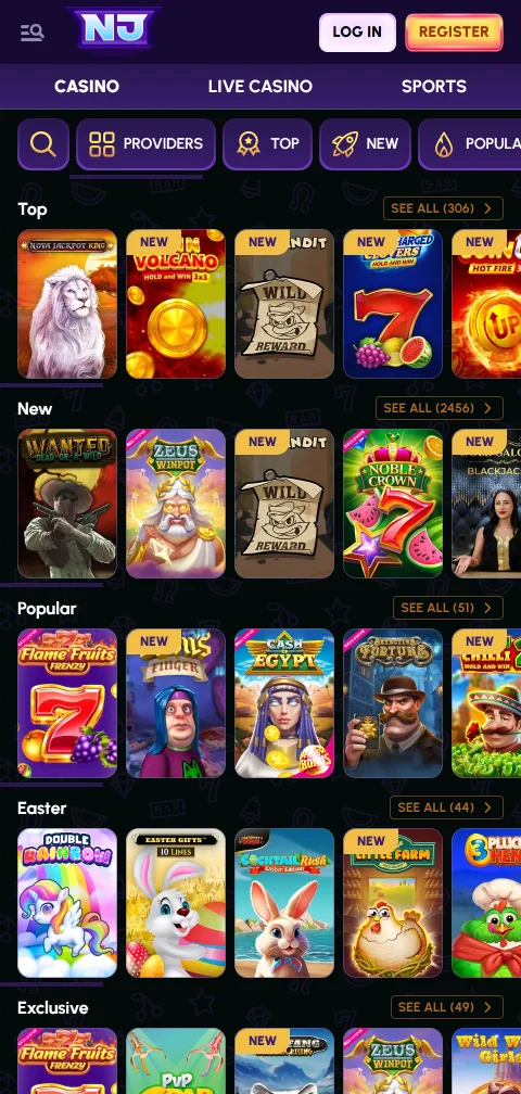 Lizenzangaben und Spielerschutz bei Novajackpot Casino im Footer der mobilen Website