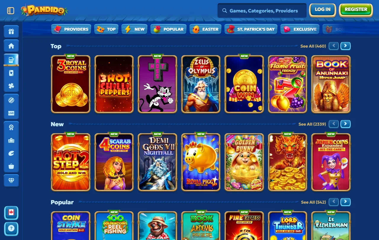 Pandido Casino Willkommensbonus mit 100 % bis 500 € und 200 Freispielen