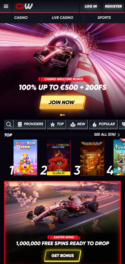 QuickWin Casino im mobilen Browser mit vollem Funktionsumfang ohne native App