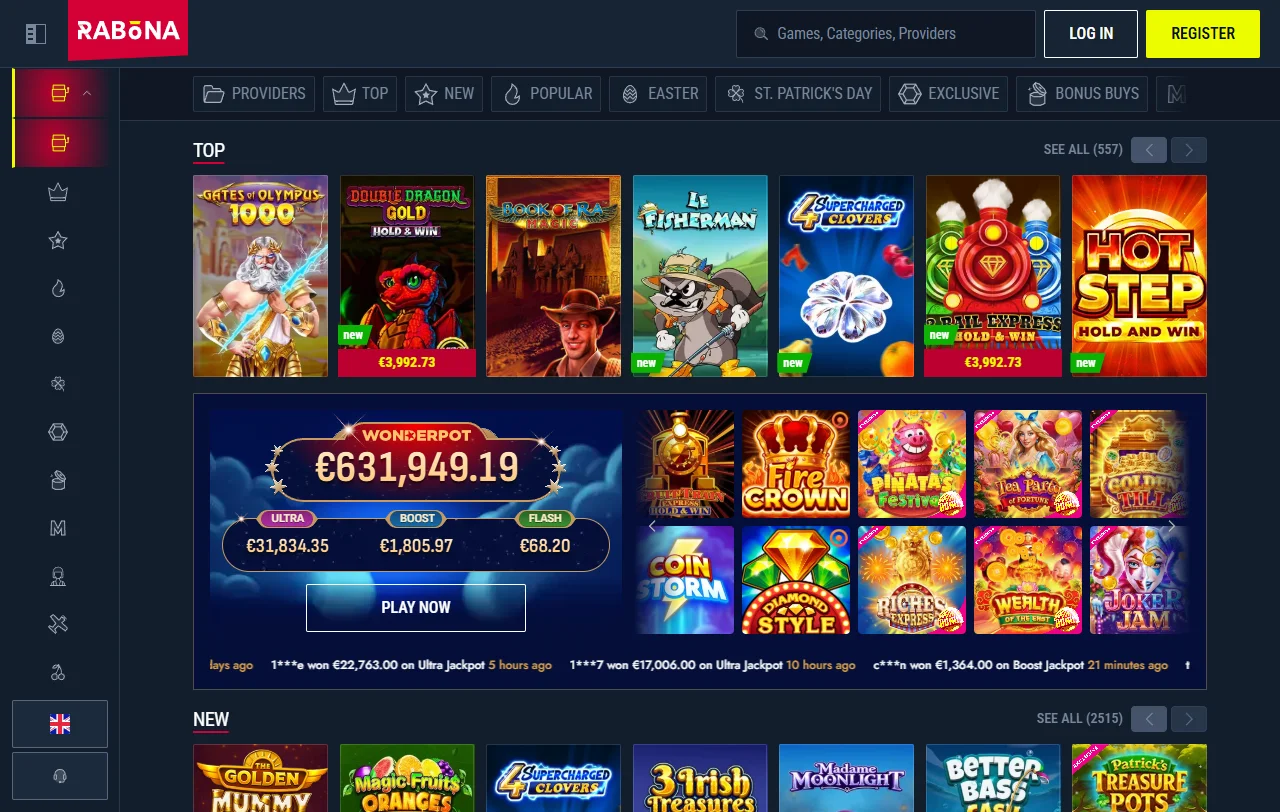 Rabona Casino Willkommensbonus mit 100 % bis 500 € und Freispielen